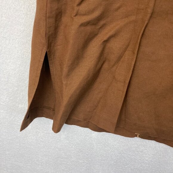 Coldwater Creek Linen Blend Button Up Blouse Top Size 22 Brown Beaded Sleeveless - Picture 11 of 12